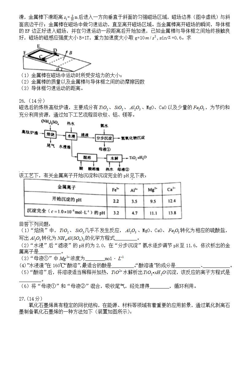 2021年高考理綜試卷及答案,理科綜合試題答案解析