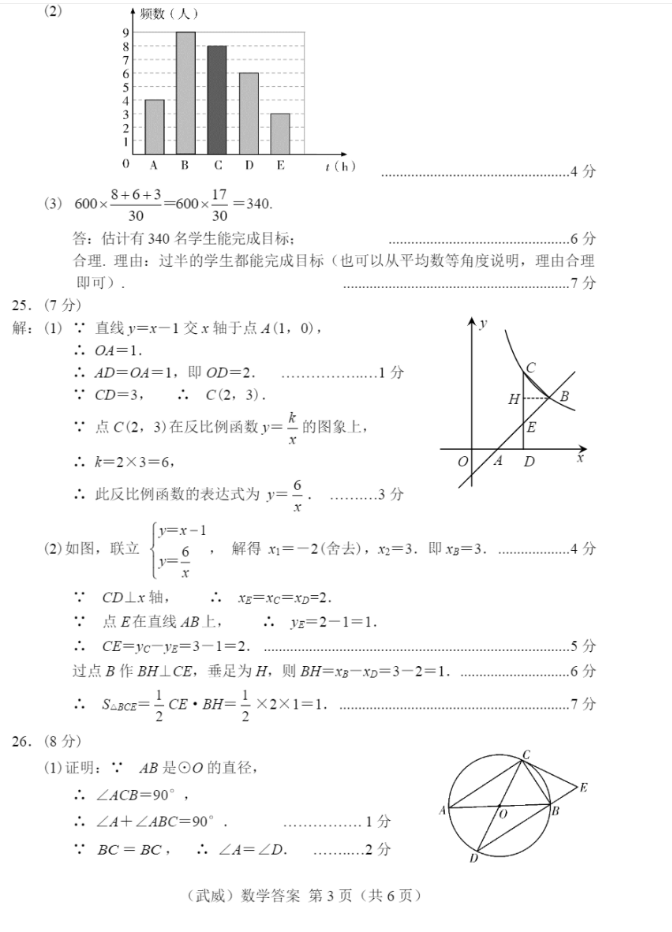2023年慶陽市中考數(shù)學試卷真題及答案