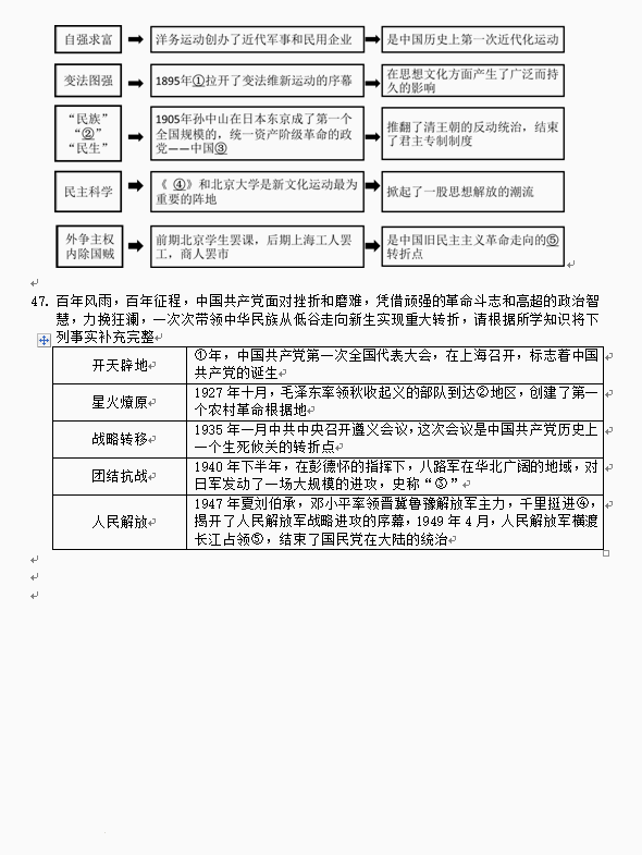2023年大慶市中考?xì)v史試卷真題及答案