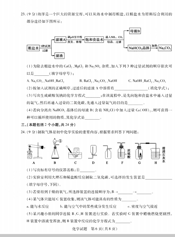 2023年泰安市中考化學試卷真題及答案