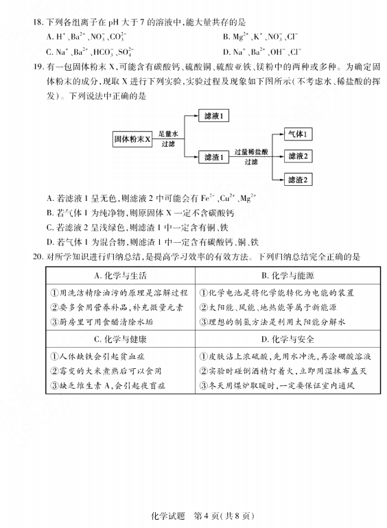2023年泰安市中考化學試卷真題及答案
