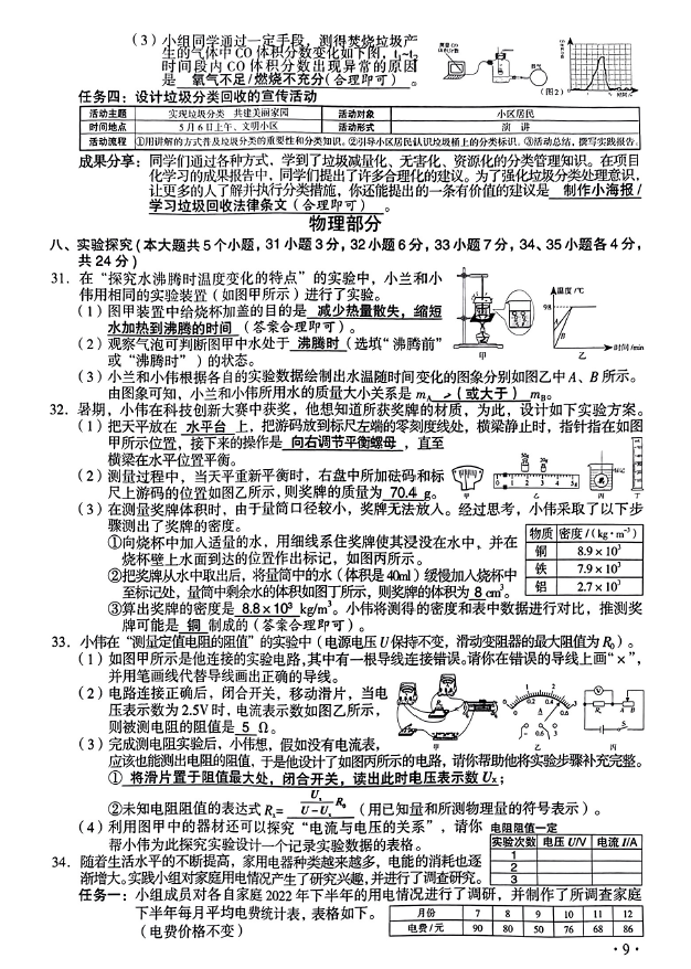 2023年山西中考化學(xué)試卷真題及答案