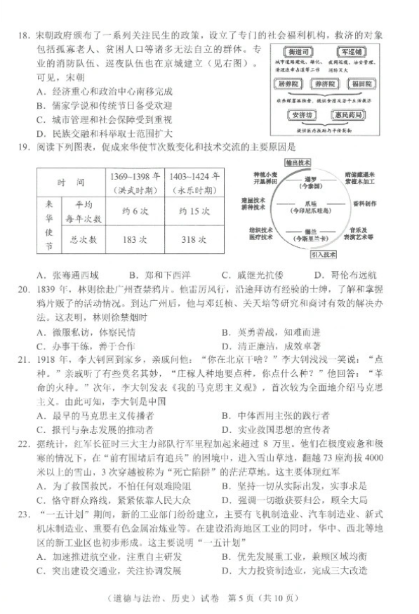 2023年武漢中考歷史試卷真題及答案