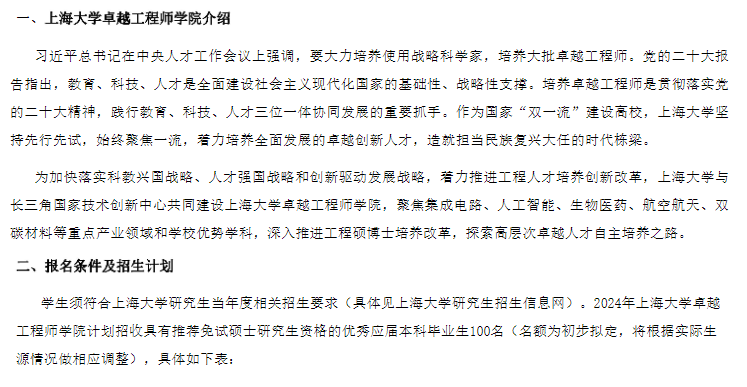 2024年上海大學(xué)研究生招生簡章及各專業(yè)招生計劃人數(shù)
