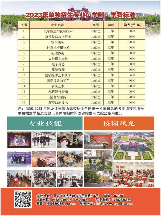 齊齊哈爾高等師范?？茖W(xué)校單招專業(yè)一覽表