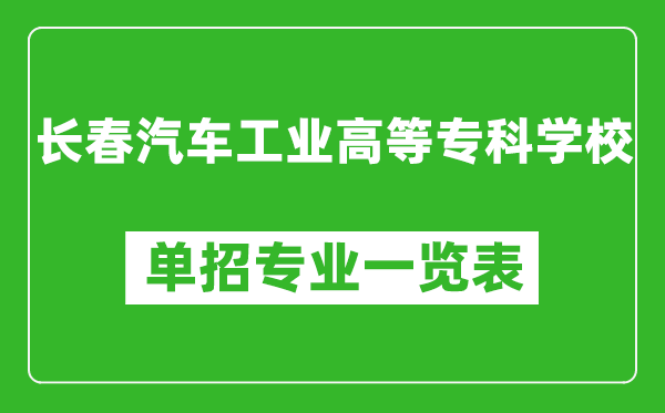 長春汽車工業(yè)高等專科學(xué)校單招專業(yè)一覽表