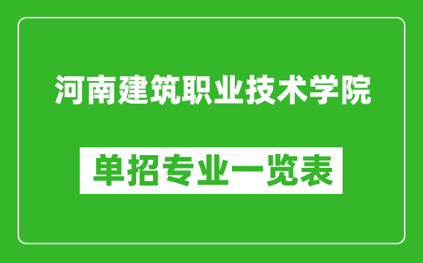河南建筑職業(yè)技術學院單招專業(yè)一覽表