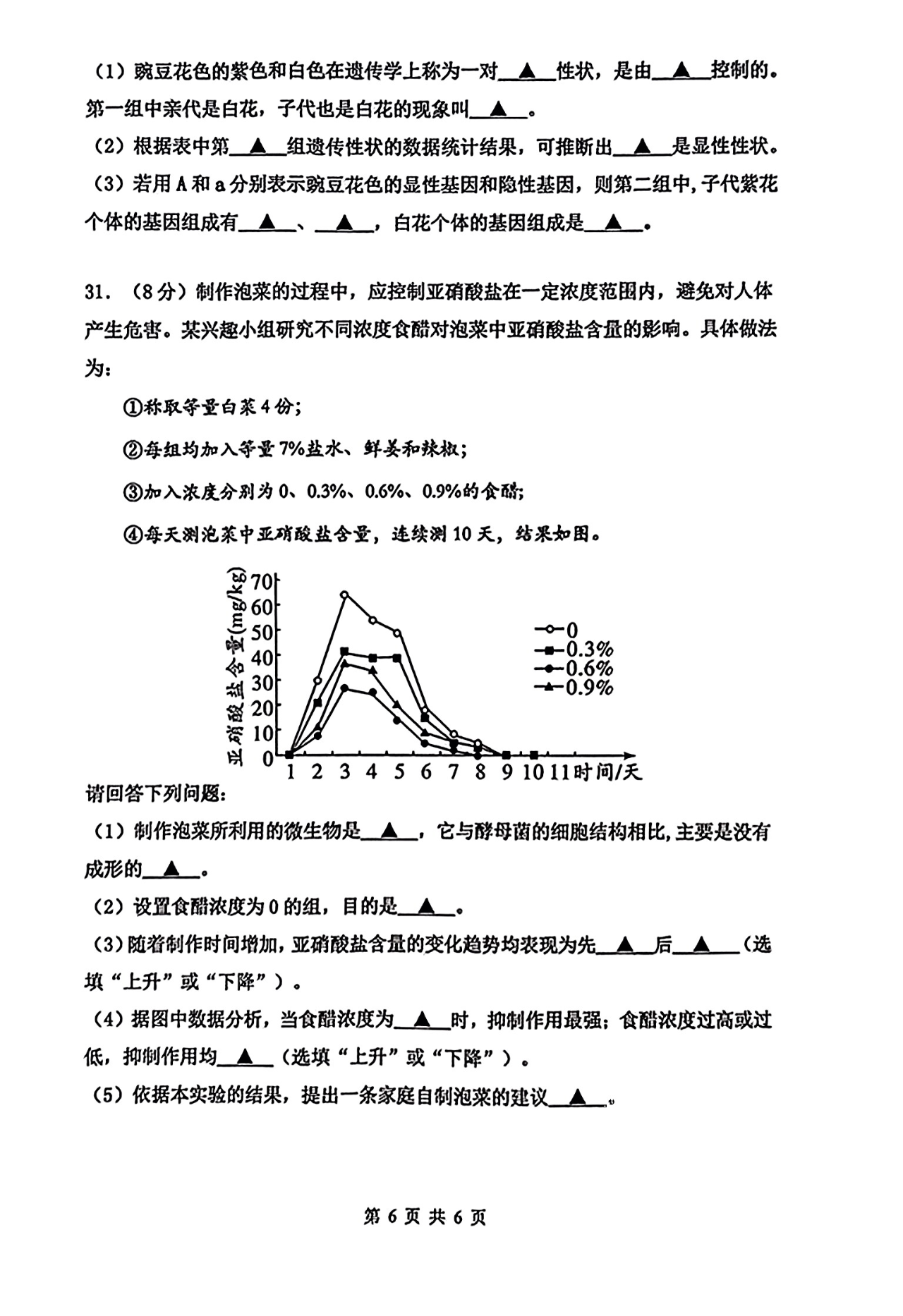 2024年常州中考生物試卷真題及答案解析