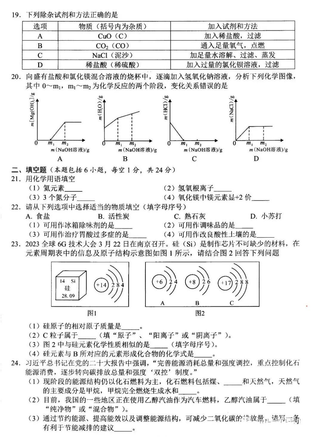 2024年湘潭中考化學試卷真題及答案解析