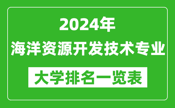 2024年全國(guó)海洋資源開發(fā)技術(shù)專業(yè)大學(xué)排名一覽表