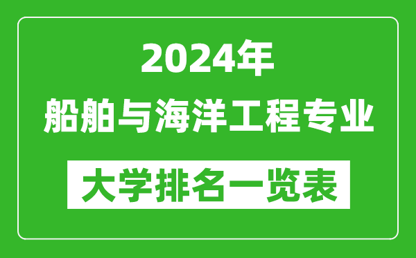2024年全國船舶與海洋工程專業(yè)大學排名一覽表