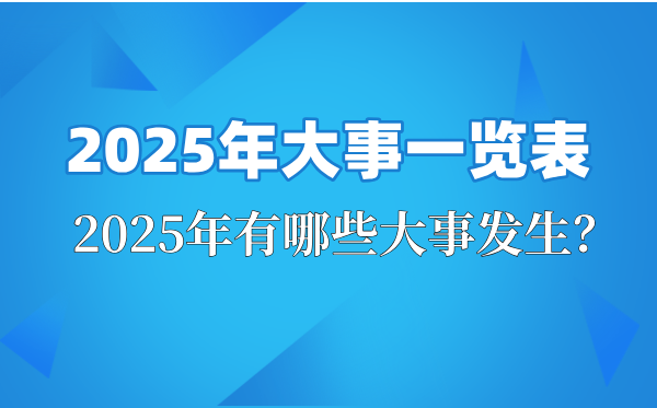 2025年大事一覽表,2025大事件紀念日時間,2025大事年表