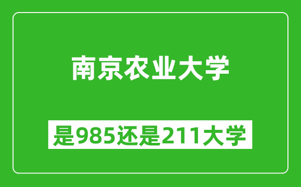 南京農(nóng)業(yè)大學(xué)是985還是211大學(xué)？