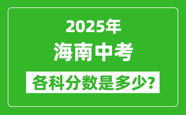 2025海南中考科目及各科分?jǐn)?shù)是多少？