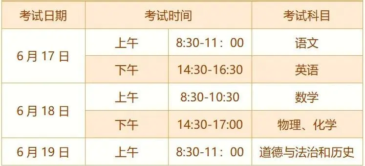 2025年南昌中考時(shí)間幾月幾號,各科目具體時(shí)間安排表