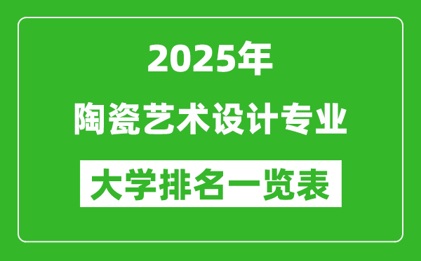 全國陶瓷藝術設計專業(yè)最好的大學排名一覽表（2025最新）