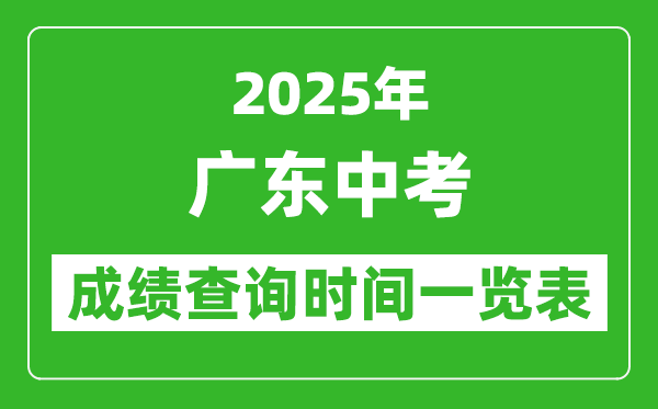 2025年廣東各市中考成績(jī)查詢時(shí)間一覽表