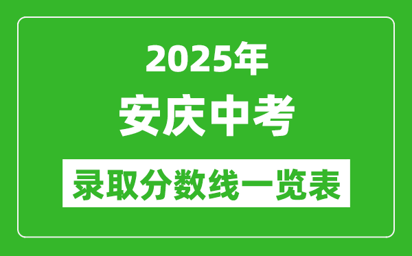 2025年安慶中考錄取分數(shù)線一覽表(含歷年分數(shù)線)