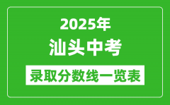 2025年汕頭中考錄取分?jǐn)?shù)線一覽表(含歷年分?jǐn)?shù)線)