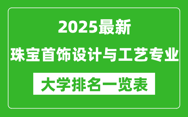 全國珠寶首飾設(shè)計與工藝專業(yè)最好的大學排名一覽表(2025最新)