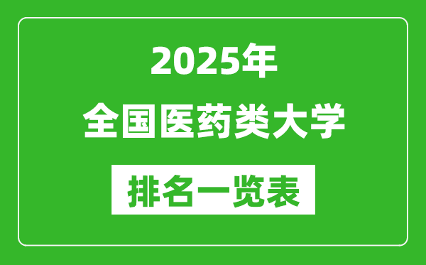 2025全國醫(yī)藥類大學(xué)排名一覽表(含錄取分?jǐn)?shù)線)