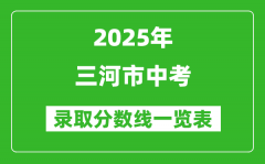 2025年三河市中考錄取分數(shù)線一覽表(含歷年分數(shù)線)