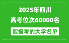2025四川高考位次60000名能報考什么大學(xué)？附能上大學(xué)名單