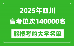 2025四川高考位次140000名能報考什么大學(xué)？附能上大學(xué)名單