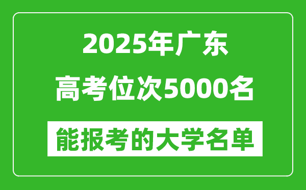 2025廣東高考位次5000名能報考什么大學(xué)？附能上大學(xué)名單