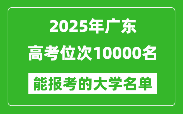 2025廣東高考位次10000名能報考什么大學(xué)？附能上大學(xué)名單