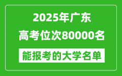 2025廣東高考位次80000名能報考什么大學(xué)？附能上大學(xué)名單