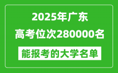 2025廣東高考位次280000名能報考什么大學(xué)？附能上大學(xué)名單