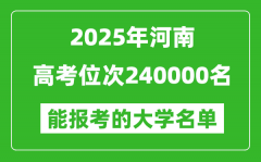 2025河南高考位次240000名能報考什么大學(xué)？附能上大學(xué)名單