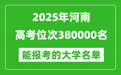 2025河南高考位次380000名能報考什么大學(xué)？附能上大學(xué)名單