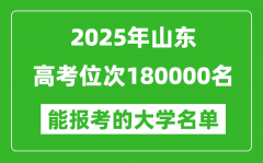 2025山東高考位次180000名能報考什么大學？附能上大學名單