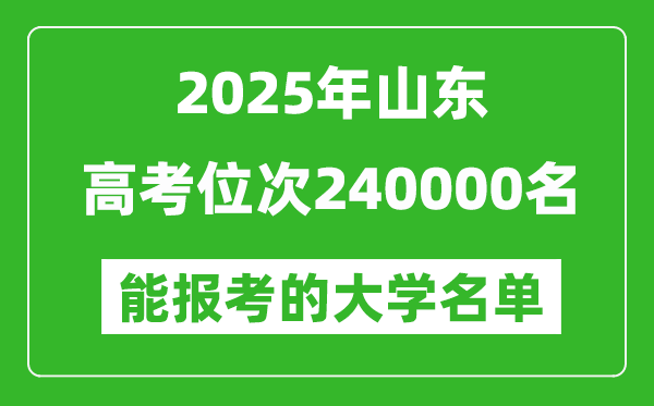 2025山東高考位次240000名能報考什么大學？附能上大學名單