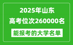 2025山東高考位次260000名能報考什么大學？附能上大學名單