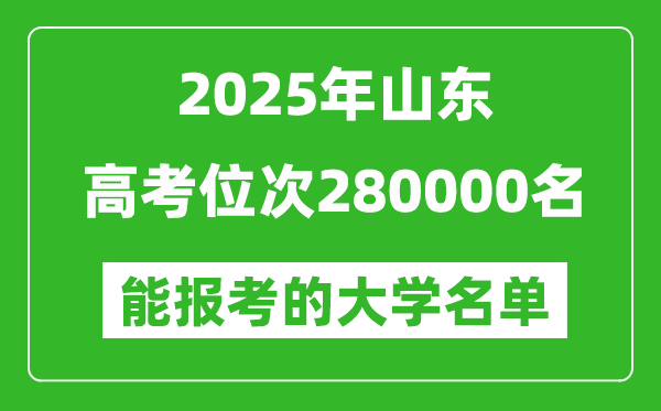 2025山東高考位次280000名能報考什么大學(xué)？附能上大學(xué)名單