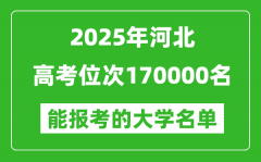 2025河北高考位次170000名能報(bào)考什么大學(xué)？附能上大學(xué)名單