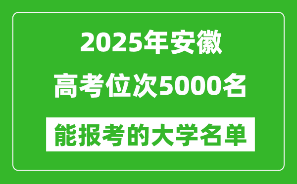 2025安徽高考位次5000名能報(bào)考什么大學(xué)？附能上大學(xué)名單