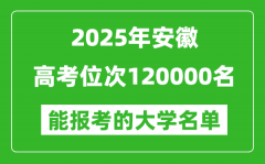 2025安徽高考位次120000名能報(bào)考什么大學(xué)？附能上大學(xué)名單