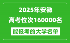 2025安徽高考位次160000名能報(bào)考什么大學(xué)？附能上大學(xué)名單