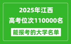 2025江西高考位次110000名能報(bào)考什么大學(xué)？附能上大學(xué)名單