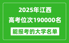 2025江西高考位次190000名能報(bào)考什么大學(xué)？附能上大學(xué)名單