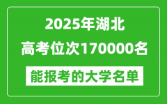 2025湖北高考位次170000名能報(bào)考什么大學(xué)？附能上大學(xué)名單