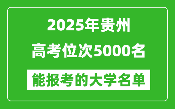 2025貴州高考位次5000名能報考什么大學(xué)？附能上大學(xué)名單