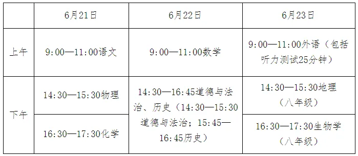 2025年河北中考時間是幾月幾號,各科目具體時間安排