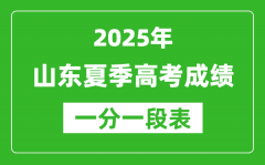 山東省2025年夏季高考成績一分一段表（位次排名對照）