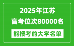 2025江蘇高考位次80000名能報(bào)考什么大學(xué)？附能上大學(xué)名單