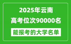 2025云南高考位次90000名能報(bào)考什么大學(xué)？附能上大學(xué)名單